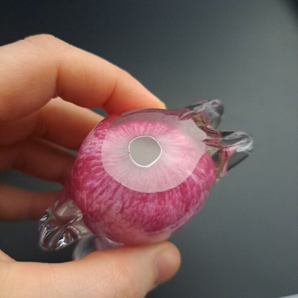 Handcrafted Glass Cat Figurine With Pink Clear Design Vintage - Picture 8 of 8